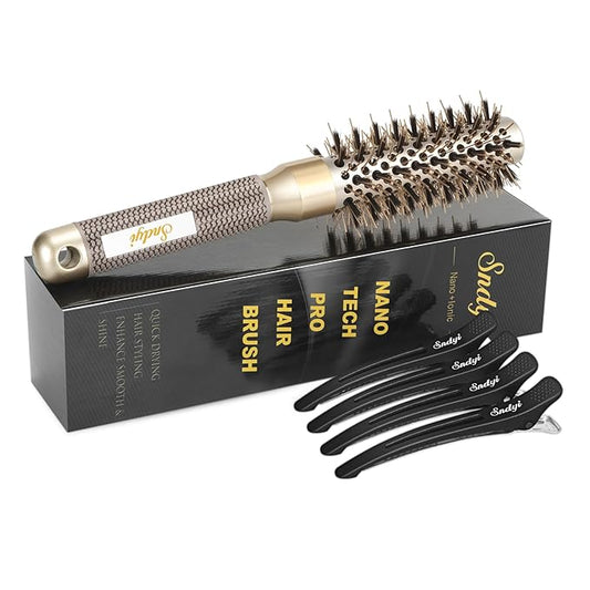 Round Brush for Blow Drying, Nano Thermal Ceramic & Ionic Tech Hair Brush with Boar Bristles, Professional Round Barrel Brush for Styling,Curling and Straightening by Sndyi (2 Inch, Barrel 1 Inch)-VivaGrace Women