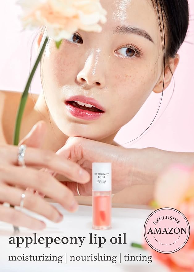 NOONI Korean Vegan Lip Oil - Applepeony, 0.12 Fl Oz + Korean Lip Oil - Applecranberry, 0.12 Fl Oz Bundle-VivaGrace Women