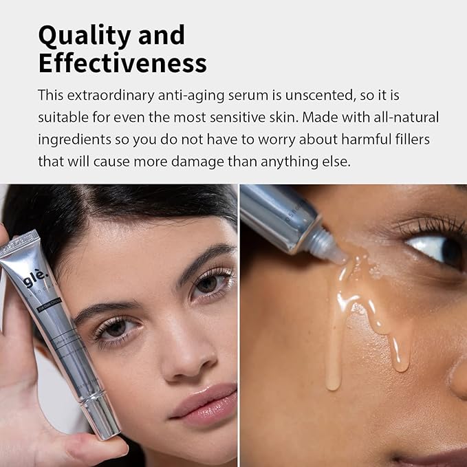 Gle Vitamin C Eye Serum for Dark Circles, Eye Wrinkles and Redness | Dark Circle Under Eye Puffy Eyes Treatment | Caffeine, Vitamin C Hyaluronic Acid | Hydrating & Brightening Scent-Free Travel Size-VivaGrace Women