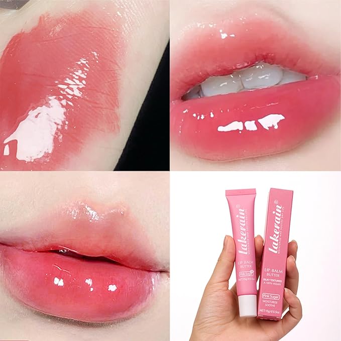 Lip Glowy Balm Butter Lip Balm Plumps Moisturizing Hydrating Lip Mask Repair Moisturizer Lips Care Lip Treatment for Dry Cracked Lip, Glossy Finish, Vegan Tinted Lip Balm Chapstick (#6 Pink Sugar)-VivaGrace Women