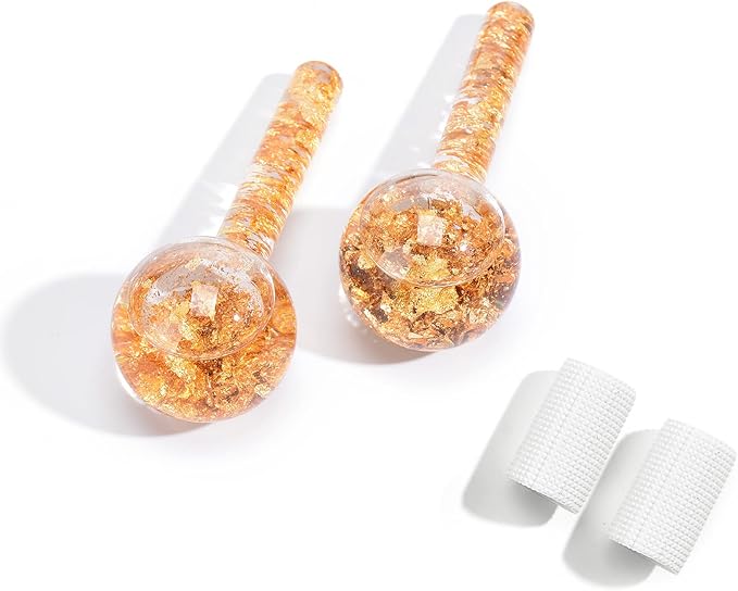 Ice Cryo Sticks Facial Globe with Golded Essence- 2PC Cooling Globes for Cold or Hot Skin Massagers, Face Globe for Skin Care Routine-VivaGrace Women