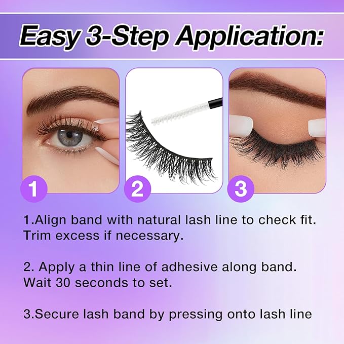Wispy False Eyelashes Kit With Bond, Seal and Tweezer, 7 Pairs Natural Look Fake Cat Eye Lashes Strips Thin Band Extensions Waterproof Easy Eyelashes for Beginners RQ46-VivaGrace Women