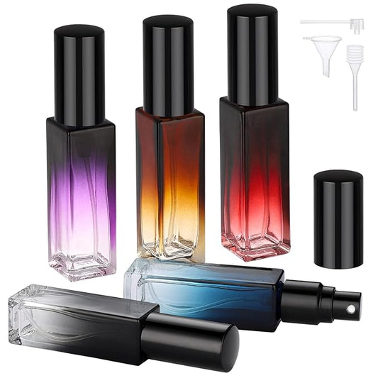 Segbeauty 0.34oz Perfume Atomizer for Travel, 5pcs Glass Refillable Perfume Spray Bottle, 10ml Mini Travel Size Cologne Sprayer Portable, Small Cologne Bottles with Clear Transfer Tool Set-VivaGrace Women