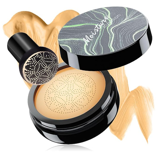 Mushroom Head Air Cushion CC Cream - Oil Control & Moisturizing Concealer Makeup Base, Brighten Long - Lasting Even Color Correcting Concealer Full Coverage for All Skin Types (Buff Beige)-VivaGrace Women