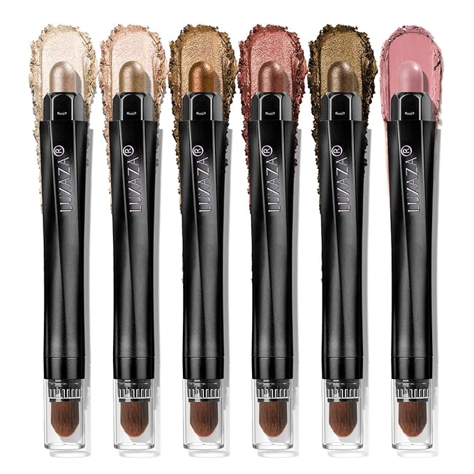 BROWN NEUTRAL Eyeshadow Stick Makeup 6PCS Set, Metallic Shimmer Matte Cream Eye Shadow Eyeliner Brightener Pencil Crayon - BROWN NEUTRAL-VivaGrace Women