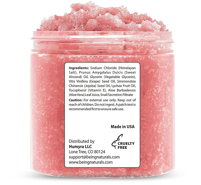 Natural Himalayan Salt Body Scrub - with Lychee Oil and Snail Mucin, Exfoliating Salt Scrub to Exfoliate & Moisturize Skin, Deep Cleansing - 11 oz-VivaGrace Women