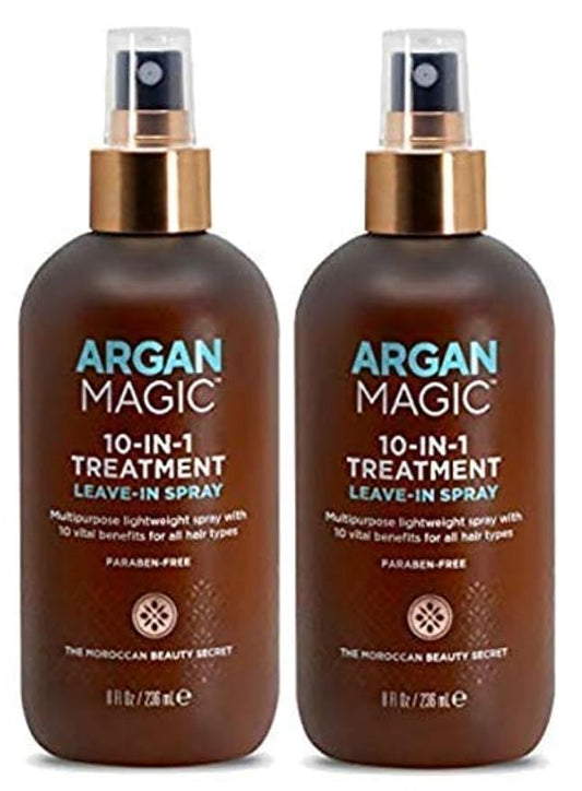 Argan Magic Hair Treatment & Stylizing Spray, 10 in 1, Made in USA, Paraben Free, Cruelty Free - 8 oz (2 Pack)-VivaGrace Women