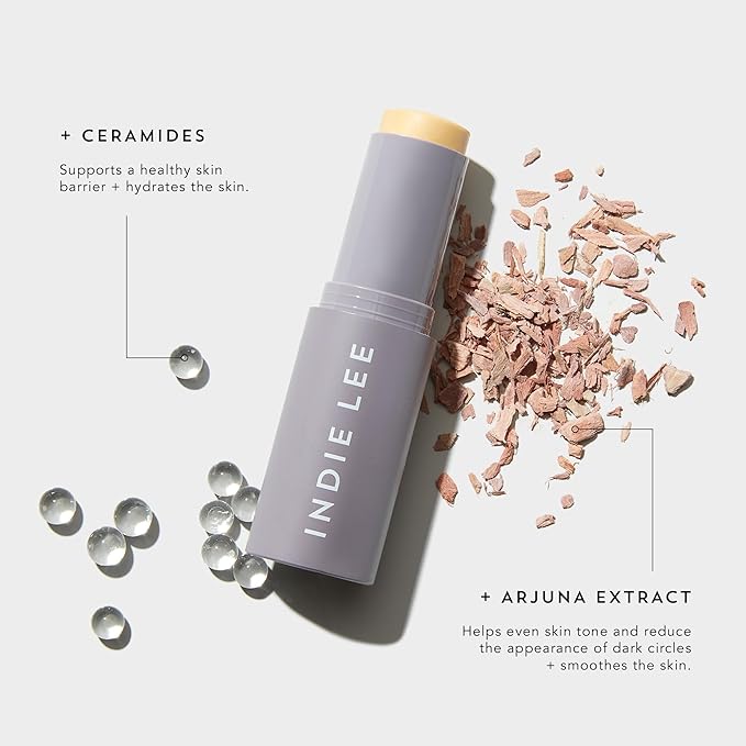 Indie Lee Hints Hydrastick - Color Correcting Highlighter Stick with Ceramides & Arjuna Extract - Even Skin Tone, Blur Redness & Discoloration, Add Shine - Hydrating Stick for Glowing Skin (8g)-VivaGrace Women