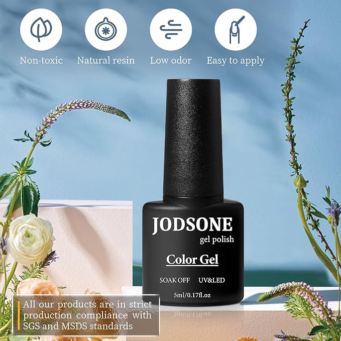 JODSONE 60 PCS Gel Nail Polish Set All Seasons No Wipe Base Coat Matte Glossy Top Coat Nail Gel Polish Kit for Starter Manicure DIY at Home Enjoy Fun-VivaGrace Women