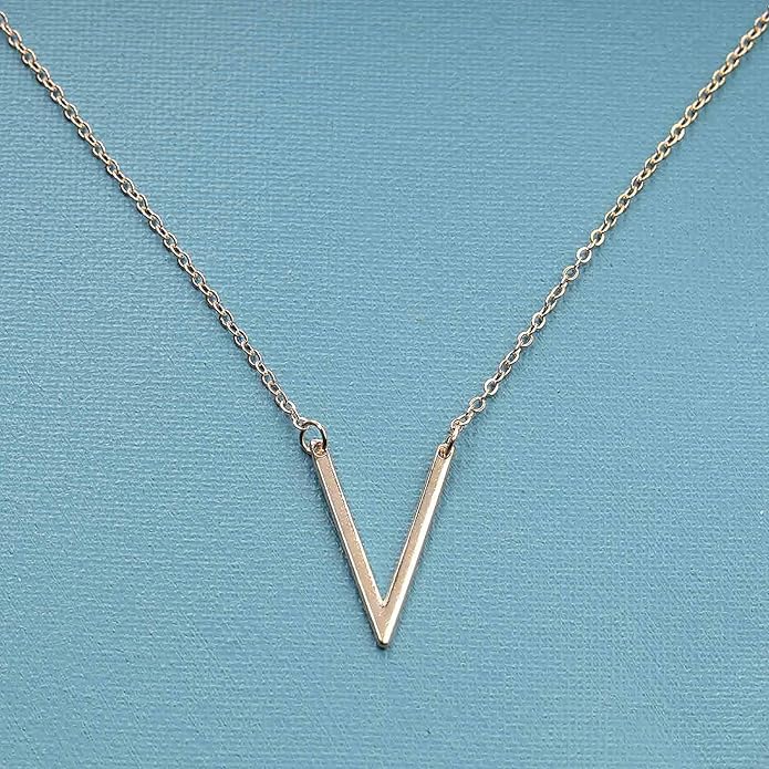 Letter V Pendant Necklace Monogram Necklace Choker Minimalist Initial V Necklace Simple Everyday Necklace Chain Jewelry for Women-VivaGrace Women