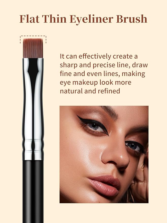 EIGSHOW Flat Eyeliner Brush, Professional Precise Eyebrow Concealer Brush for Sharp Defined, Eye Liner Application with Gel Liquid Cream Powder (E808)-VivaGrace Women