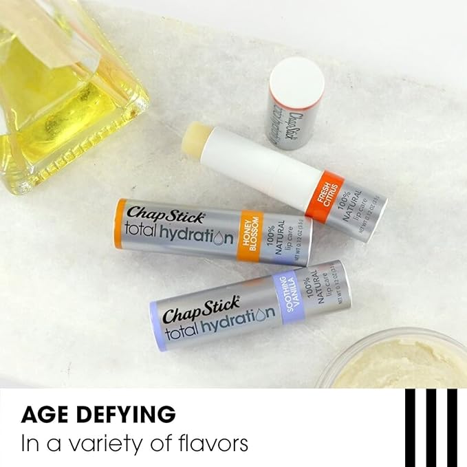 ChapStick Total Hydration (Fresh Citrus Flavor, 0.12 Ounce) Flavored Lip Balm Tube, Natural Age Defying Lip Care, Clinically Proven-VivaGrace Women