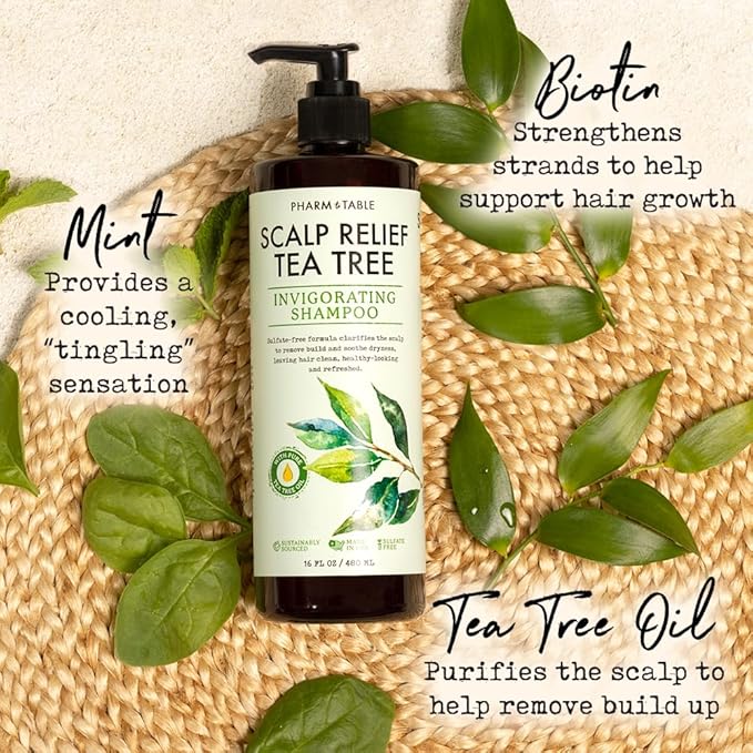Tea Tree Shampoo For Men and Women, Deep Cleansing Sulfate-Free Formula - Relief for Dry Itchy Scalp - Infused with Tea Tree oil, Mint, Biotin and Vitamin E, 16.2oz-VivaGrace Women