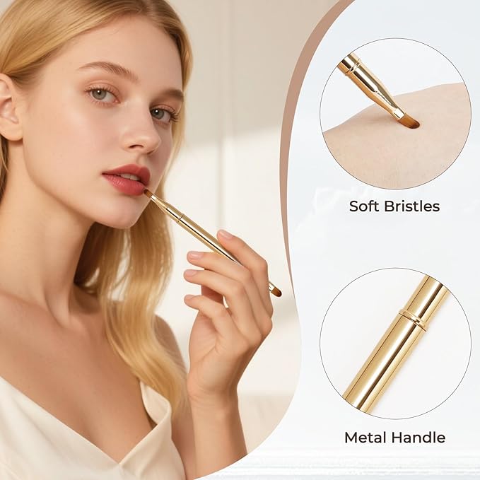 Unaone 2 Pack Lip Brush for Lipstick, Dual-Ended Lip Makeup Brush with Lid, Lipstick Brush for Lip Gloss-VivaGrace Women