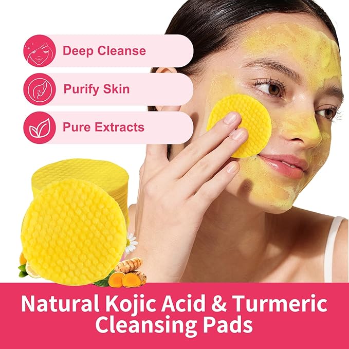 40 PCS Turmeric Kojic Acid Cleansing Pads,Turmeric and Kojic Acid Face Pads,Turmeric Kojic Acid Pads for Face-VivaGrace Women