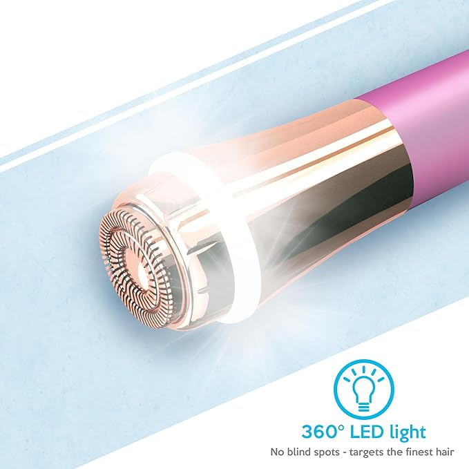 Facial Hair Remover for Women Painless Flawless Electric Razor Epilator Trimmer Shaver with 18K Gold-Plated, 16mm Dual Ring Floating Head, USB Rechargeable, 360° LED for Face Lip Hair Removal-VivaGrace Women