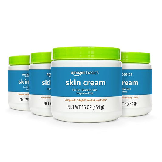 Amazon Basics Ultra Moisturizing Skin Cream for Dry & Sensitive Skin, Dermatologist Tested, Fragrance Free, 16 Ounce (Pack of 4) (Previously Solimo)-VivaGrace Women