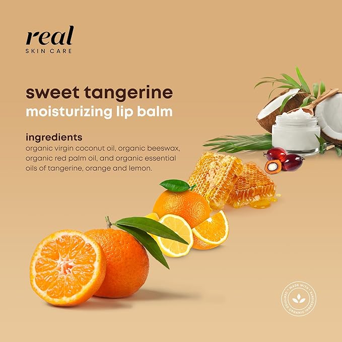 Organic Lip Balm With Coconut Oil | Handmade In the USA | Sweet Tangerine 4-Pack | Natural Lip Balm | Coconut Oil Lip Balm for Dry & Cracked Lips | Beeswax Lip Balm | 4 Lip Balm Pack-VivaGrace Women