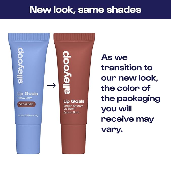 Alleyoop Glossy Lip Balm - Lip Goals, Dare to Bare (Sheer Rosy Brown) - Hydrating & Moisturizing Lip Care for Cracked Lips - Natural Plumping Lip Moisturizer That Smooths, Soothes, & Protects - Vegan-VivaGrace Women
