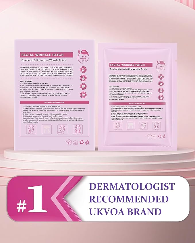 Forehead Wrinkle Patches & Smile Line Patches, Overnight Facial Wrinkle Treatment with Hyaluronic Acid, Aloe, Collagen & Vitamin E to Lift Smile Lines for Women 36pcs-VivaGrace Women