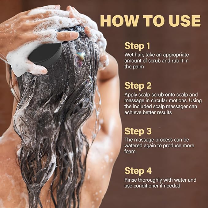 Scalp Scrub, 2-in-1 Scalp Exfoliator & Clarifying Shampoo for Dandruff, Dry, Itchy Scalp & Hair Growth, Batana Oil & Rosemary Scalp Treatment with Scalp Massager for Buildup & Thinning Hair, 10.93 oz-VivaGrace Women