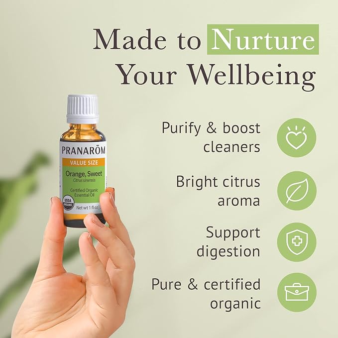 Pranarom USDA Certified Organic Sweet Orange Essential Oil (30ml), 100% Pure Undiluted Therapeutic Grade from Mexico for Aromatherapy, Diffuser, Citrus Scent, Soothing, DIY Cleaning-VivaGrace Women