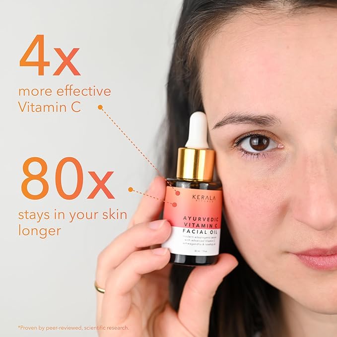 Ayurvedic Vitamin C Face Oil with Rosehip Oil, Bakuchiol, Ashwagandha, and Squalane, Hydrating, Brightening, and Repairing Serum for Dark Spots, Fine Lines, and Wrinkles, Clean Luxury Skincare-VivaGrace Women