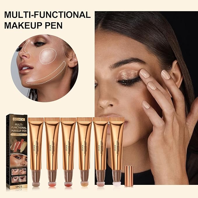 Contour Beauty Wand, Liquid Face Concealer Contouring Highlighter Blusher Stick with Cushion Applicator, Long Lasting Smooth Natural Matte Finish, Lightweight Blendable Super Silky Cream Contour Stick (03# Blush Peach)-VivaGrace Women