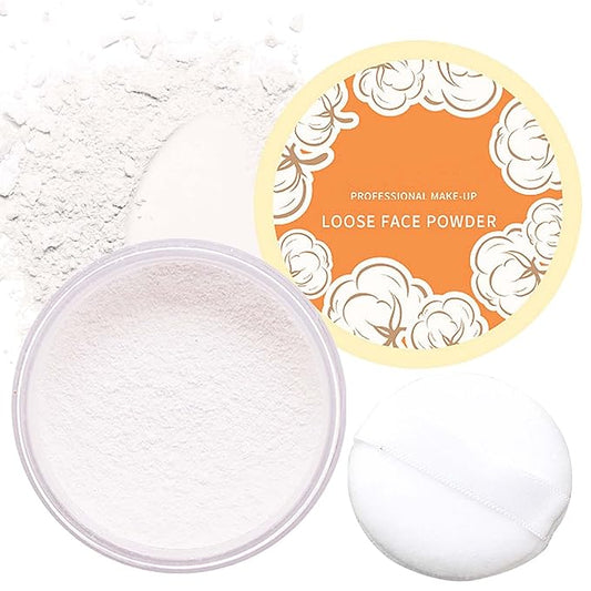 Oil Control Loose Face Powder,Translucent Setting Powder With a Powder Puff Long Lasting Makeup Covering Blemishes Brightens Skin Tone,Natural Matte Loose Powder for Women（1）-VivaGrace Women
