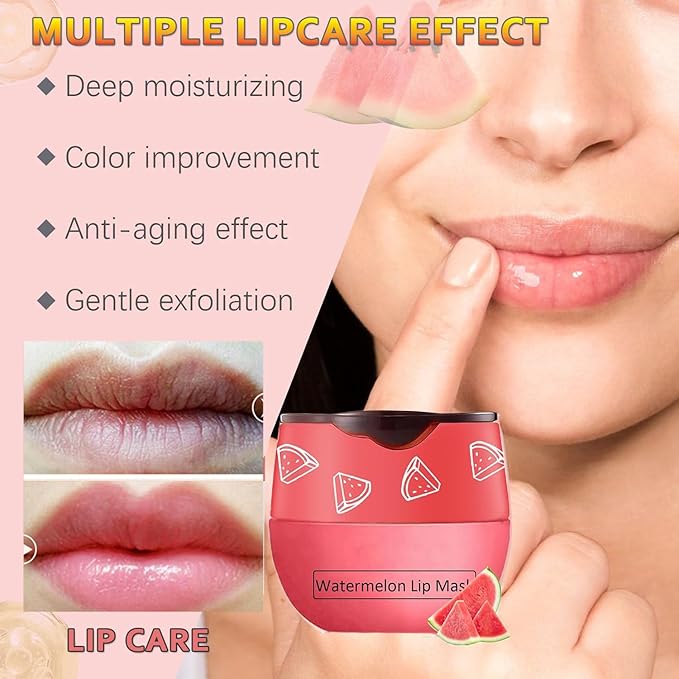 4 PCS Bee Lip Balm Honey Pot,Strawberry&Watermelon&Honey&Apple Lime Lip Mask Overnight Hydrating Prevention Dry and Cracked Lip Scrubs Exfoliator Lip Care, Lip Sleeping Mask Reduces Lip Lines-VivaGrace Women