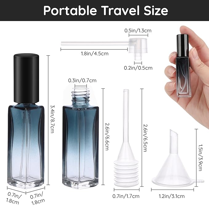 Segbeauty Travel Perfume Bottle Refillable, 5pcs 10ML Mini Glass Perfume Containers with Funnel and Pipette, Empty Portable Leak-proof Fragrance Bottles Spray Atomizer Pump Bottle Kit for Toiletries-VivaGrace Women
