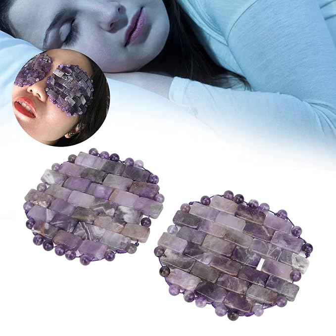 Jade Eye Mask, Amethyst Eye Pack Wrinkle Puff Elimination Dark Circles Fading Quartz Stone Eye Patch Jadestone Eye Massager Relieve Eye Fatigue-VivaGrace Women