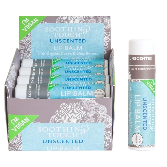 Soothing Touch Unscented Vegan Lip Balm, 0.25 Ounce - 12 per case.-VivaGrace Women