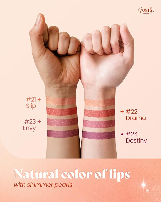 AMTS Tinted Lip Balm - Drama | Hydrating Glitter Lipstick | Pearl Shimmering Daily Lip Makeup for dry, cracked, chapped lips | korean beauty Moisture Lip Tint-VivaGrace Women