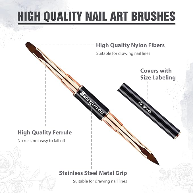 Nail Art Bushes Set, Professional 5Pcs Double-Ended Nail Brush Kit for Details, Long Lines, Ombre & 3D Design-Perfect for DIY Manicures & Salons (Black)-VivaGrace Women