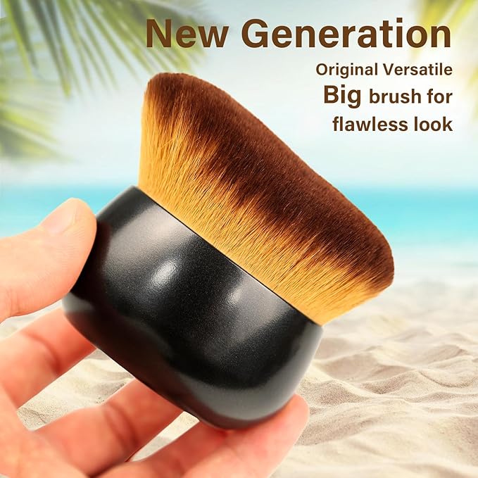 Extra Large Body Makeup Brush For Self Tanner, Leg Makeup &Bronzer Blend,75 mm Wide-headed Kabuki Brush Provides More Even& Pretty Application, Sunscreen Face& Back Makeup Brush, Wet& Dry Use- Black-VivaGrace Women