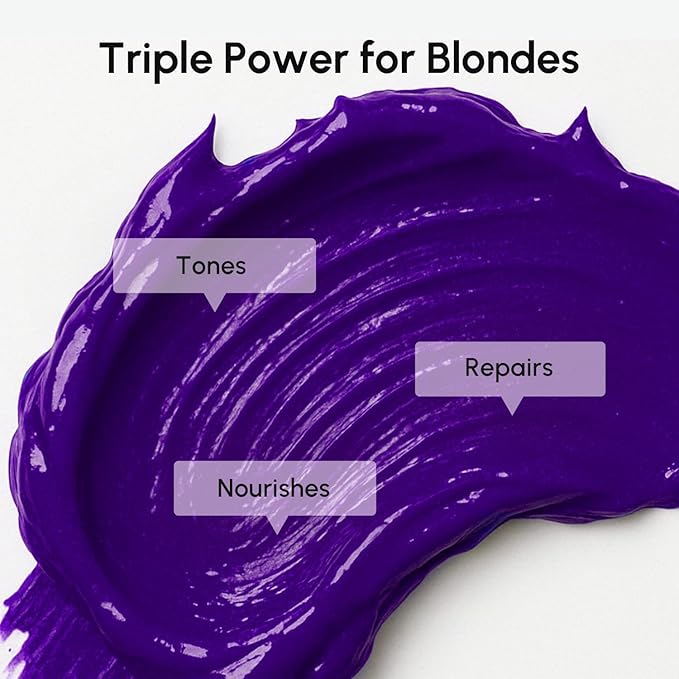 MAREE Purple Hair Mask - Toner for Blonde Hair - Purple Conditioner for Color Treated - Brassy, Bleached, Highlighted, Platinum, Ash and Silver - with Keratin – Matizador Para Cabello Rubio-VivaGrace Women