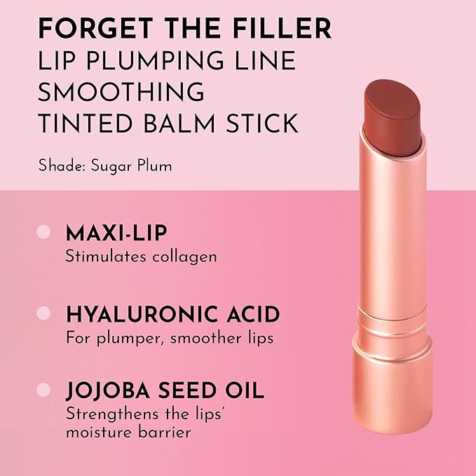 LAWLESS Forget the Filler Lip Plumping Line Smoothing Tinted Balm, Sugarplum, Pink, 0.09 Ounce-VivaGrace Women