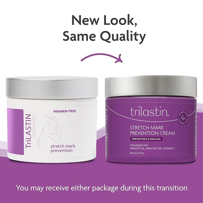 TriLASTIN Maternity Stretch Mark Cream for Pregnancy - 4 fl oz - Paraben-Free & Hypoallergenic - Prevents Stretch Marks & Improves Elasticity - Shea Butter & Belly Cream for Pregnant Women-VivaGrace Women