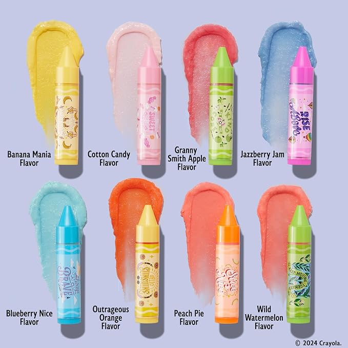 Lip Smacker Crayola Party Pack - 8 Moisturizing Lip Balms, Hydrating & Protecting, Fun Flavors, Glossy Finish, Cruelty-Free - Color of Kindness-VivaGrace Women