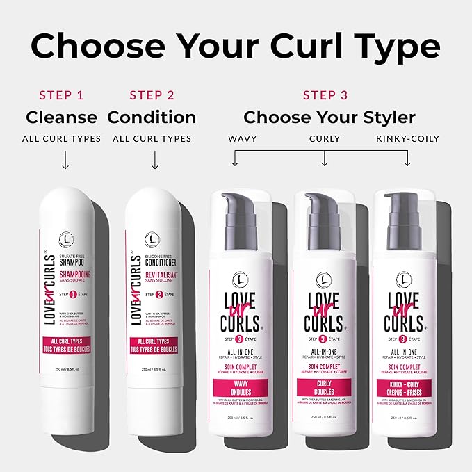 Love Ur Curls - Shampoo & Conditioner Set with All in One Curl Cream Styler for Kinky & Coily Hair, 3 Step System for Repair and Moisturizing-VivaGrace Women