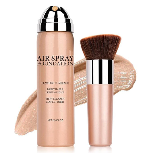 NVLEPTAP Airbrush Foundation Makeup Spray Silky Lightweight Full Coverage Foundation Face Air Cushion Foundation Set with Soft Makeup Brush - 02 Beige-VivaGrace Women