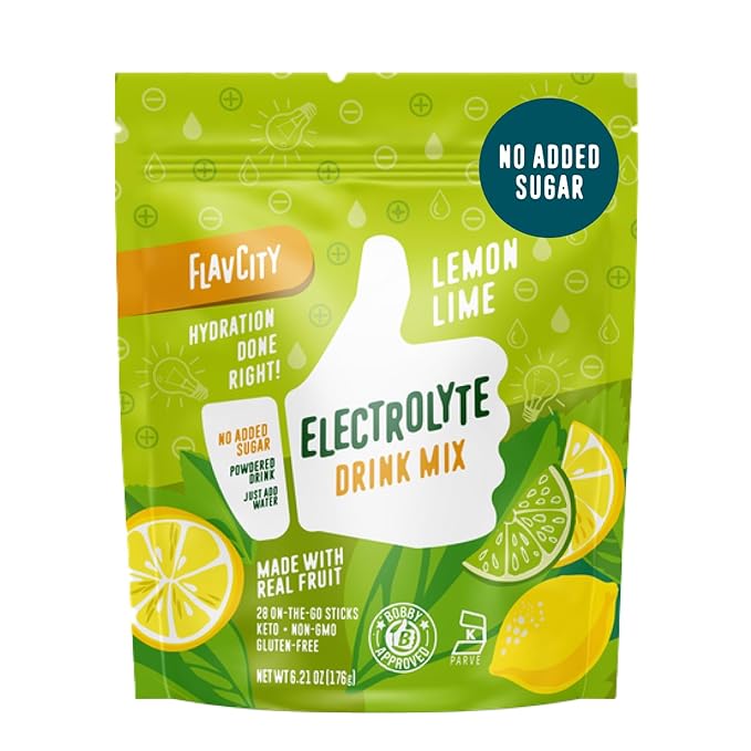 FlavCity Lemon Lime Electrolytes Powder Packets - 28 Hydration Packets - No Added Sugar - Hydration Powder with Real Fruit & Unrefined Sea Salt - Keto & Gluten-Free (28 Stick Packs)-VivaGrace Women