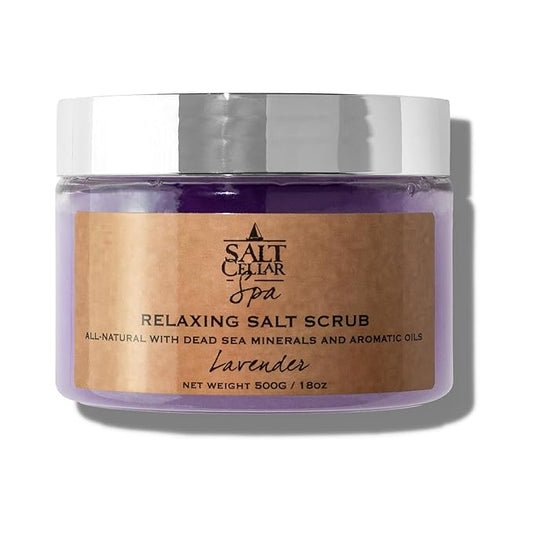 Salt Cellar Spa Lavender Salt Scrub - Elevate Your Self-Care with Dead Sea Minerals - Relax, Revive, and Rejuvenate your Skin - Made in Israel, Cruelty-Free, 18 oz.-VivaGrace Women