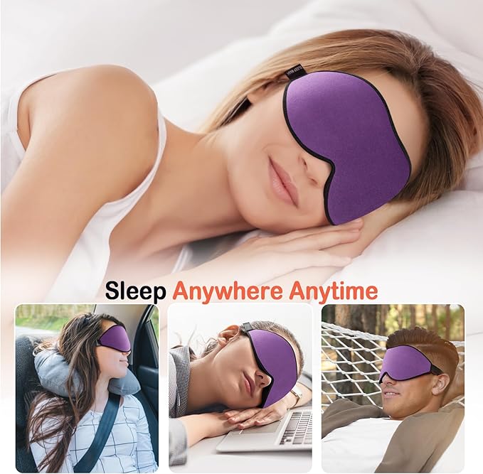 LitBear Sleep Mask for Side Sleeper Women Men, Eye Mask for Sleeping Light Blocking, 3D Contoured Cup Sleeping Mask, Soft Breathable Sleep Eye Mask with Adjustable Elastic Strap for Flight Nap-VivaGrace Women