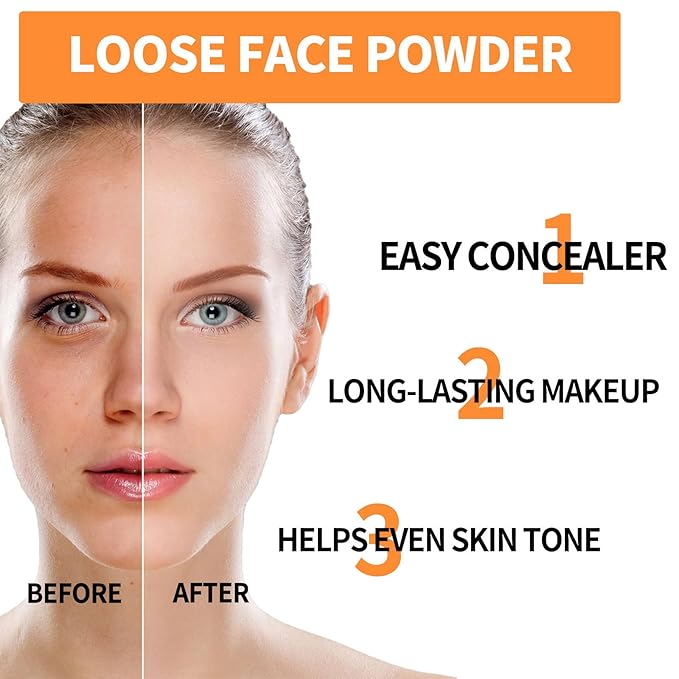 Mineral Sunscreen Setting Powder, Mineral Brush Setting Face Powder Makeup SPF 35 PA Oil Control Natural Matte Finish, Lightweight Breathable Concealer Brush Powder (Translucet, 8g)-VivaGrace Women
