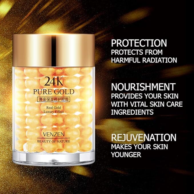 VENZEN Pure 24K Gold Eye Cream Real Luxury Effect Beauty Of Nature Nourishment Hydrating 30g-VivaGrace Women