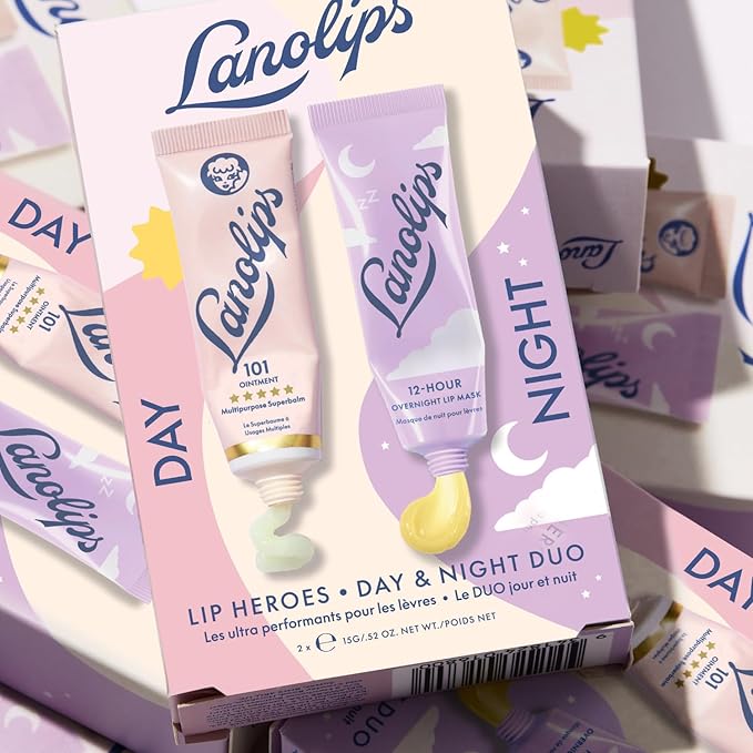 Lanolips 101 Lanolin Lip Balm & Overnight Lip Mask Duo - Heroes Kit for Complete Day to Night Care - Deeply Hydrating Moisturizer Set with Pure Lanolin Oil (2 Count)-VivaGrace Women