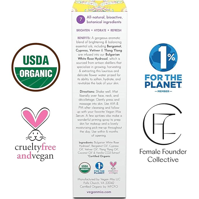 USDA Organic Clarity Balancing Face Mist - Hydrating Rose Water Facial Spray Suitable For All Skin Type Face Moisturizer, Setting Spray for Makeup & Face Primer, 3.4 oz-VivaGrace Women