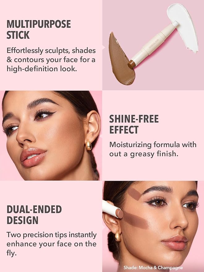 SHEGLAM 2 In 1 Dual Head Cream Contour Highlighter Stick Highly Pigmented Face Bronzer Makeup - Pearl & Sand-VivaGrace Women